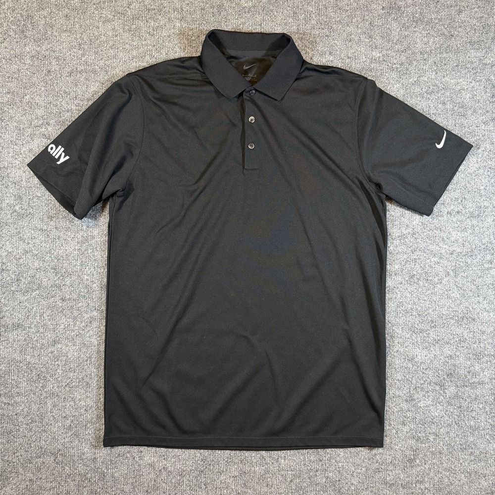 Nike Mens M Performance Short Sleeve Polo Black‎ Embroidered Ally Bank Sleeve